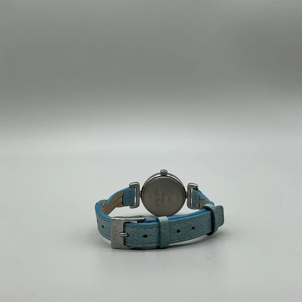 Timex Womens Watch 25mm White Dial Blue Leather Braided Strap New Battery